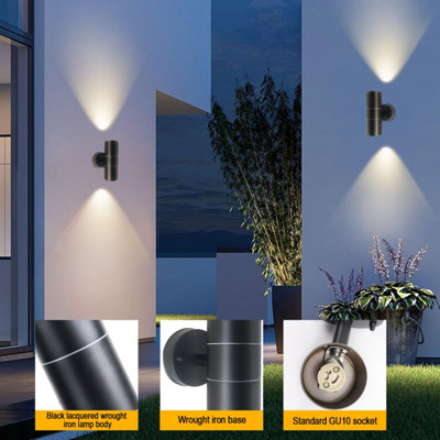 Extrastar Outdoor Up and  Down Wall light Black  IP44 (2 x GU10 6W included)