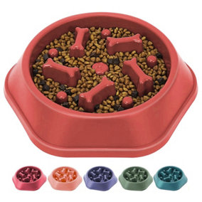Extrastar pet slow feeder bowl, puzzle feeder 22.5x20.5x5cm Red
