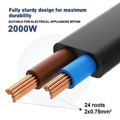 ExtraStar Power Cable UK Plug Male, IEC 60320 C7 1.5M, Black, 2 core 0.75mm
