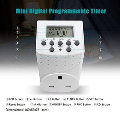 Extrastar Programmable Digital Timer, White, Pack of Two