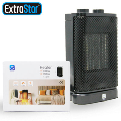 Extrastar PTC Ceramic Fan Heater Compact Portable 1500W, tip-over protection