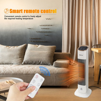 Extrastar PTC Ceramic tower Fan Heater  2000W, tip-over protection, remote control, timer