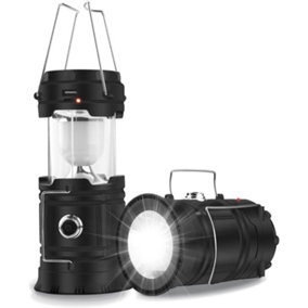 Extrastar Solar LED Camping Lantern Torch Black 2 mode 5W 6500K IP44 Rechargeable, Powerbank