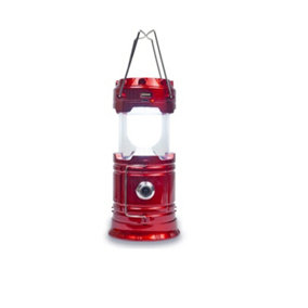 Extrastar Solar LED Camping Lantern Torch Red 2 mode 5W 6500K IP44 Rechargeable, Powerbank