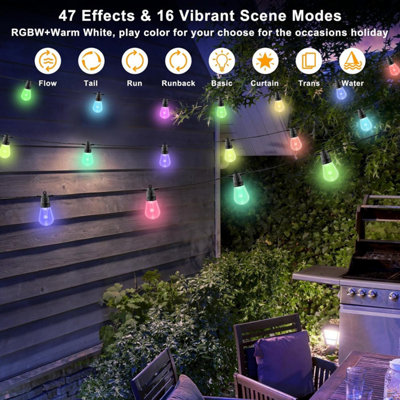 ExtraStar Solar Smart RGBIC String Lights with 15 Bulbs, 6m, Remote Control Included