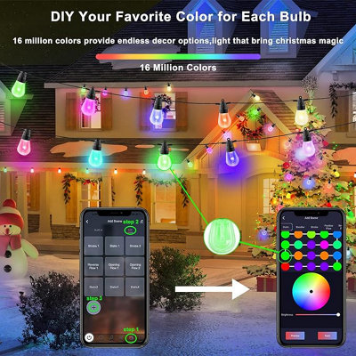 ExtraStar Solar Smart RGBIC String Lights with 15 Bulbs, 6m, Remote Control Included