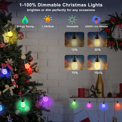 ExtraStar Solar Smart RGBIC String Lights with 15 Bulbs, 6m, Remote Control Included