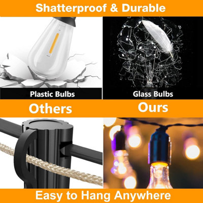 ExtraStar Solar Smart RGBIC String Lights with 15 Bulbs, 6m, Remote Control Included