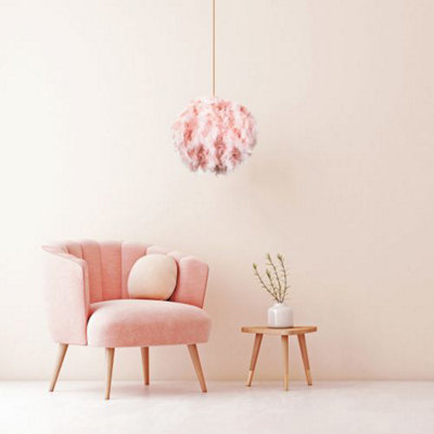 Eye-Catching and Designer Small Pink Feather Decorated Pendant Lighting Shade
