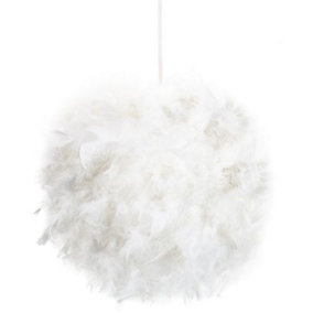 Eye-Catching and Designer Small White Feather Decorated Pendant Lighting Shade
