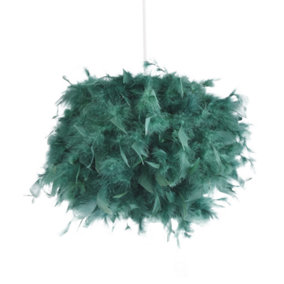Eye-Catching and Modern Small Forest Green Feather Decorated Pendant Light Shade