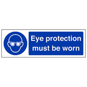Eye Protection Must Be Worn PPE Safety Sign - Adhesive Vinyl - 600x200mm (x3)