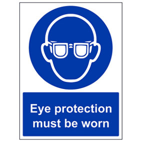 Eye Protection Must Be Worn PPE Sign - Adhesive Vinyl - 300x400mm (x3)