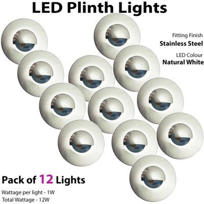 Eyelid LED Plinth Light Kit 12x Round Spotlight Kitchen Bathroom Floor Panel
