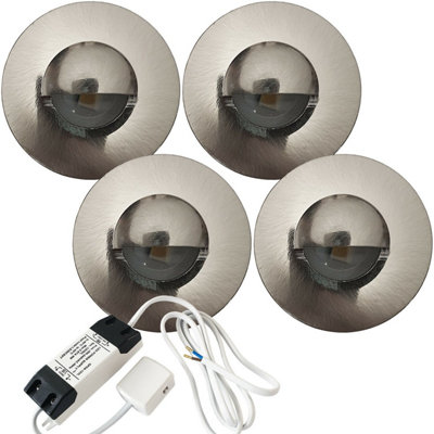 Eyelid LED Plinth Light Kit with 4 Round Spotlights for Kitchen and Bathroom