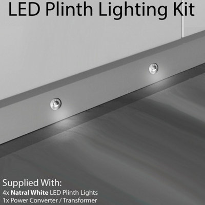 Eyelid LED Plinth Light Kit with 4 Round Spotlights for Kitchen and Bathroom
