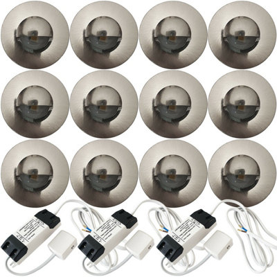Eyelid LED Plinth Lighting Kit - 12 Round Spotlights for Kitchen and Bathroom