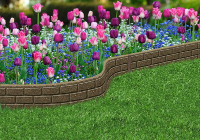 EZ Border 15cm Ultra Curve Bricks - Earth - 6 Pack