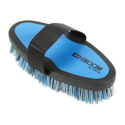 Shires EZI-GROOM Grip Body Brush with Goat Hair in Blue