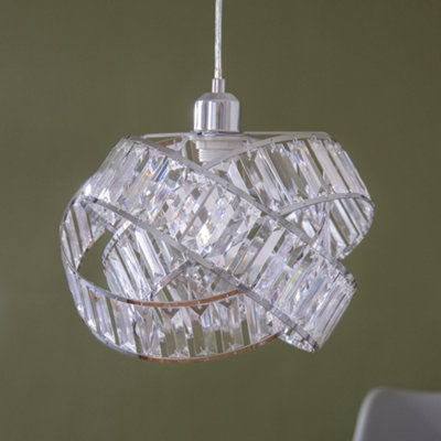 FabFinds Modern 3 Tier Interlocking Lamp Shade Acylic Crystal 31cm