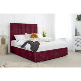 Fabio Plush Bed Frame With Lined Headboard - Maroon