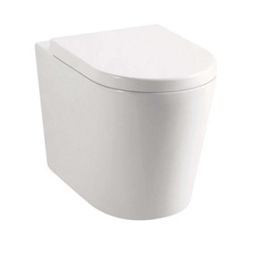 Fable White Ceramic Back to Wall Toilet with Anti Bacterial Glaze & Soft Close Seat
