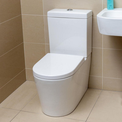 Fable White Ceramic Close Coupled Toilet with Anti Bacterial Glaze & Soft Close Seat - 3