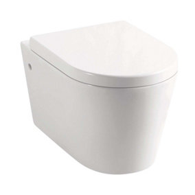 Fable White Ceramic Wall Hung Toilet with Anti Bacterial Glaze & Soft Close Seat