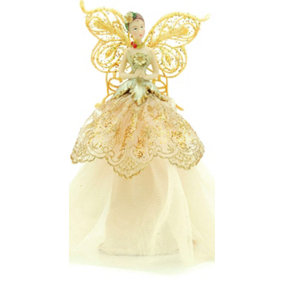 Fabric Angel Christmas Tree Topper - 23 cm - White, Cream, Green or Gold