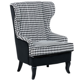 Fabric Armchair Houndstooth Black and White MOLDE