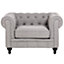 Fabric Armchair Light Grey CHESTERFIELD