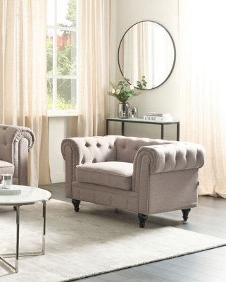Fabric Armchair Taupe CHESTERFIELD
