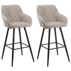 Fabric Bar Chair Set of 2 Beige DARIEN