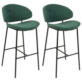 Fabric Bar Chair Set of 2 Dark Green KIANA