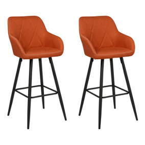 Fabric Bar Chair Set of 2 Orange DARIEN