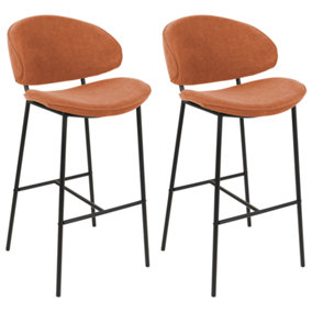 Fabric Bar Chair Set of 2 Orange KIANA