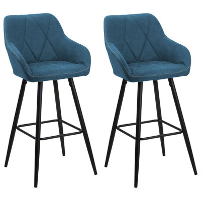 Fabric Bar Chair Set of 2 Sea Blue DARIEN
