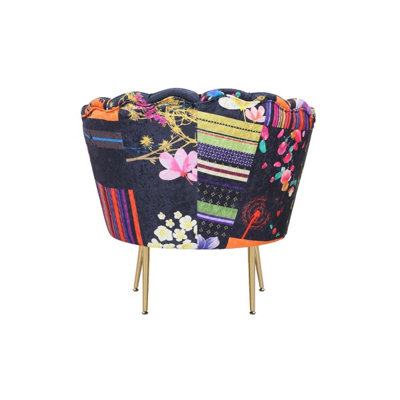 Fabric Black Patchwork Daisy Accent Chair