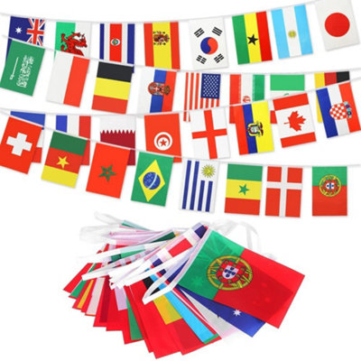 Fabric Bunting 12m 39ft 2022 FIFA World Cup 32 Teams National Flags ...