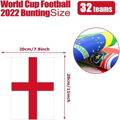 Fabric Bunting 12m 39ft 2022 FIFA World Cup 32 Teams National Flags Football Soccer Sports Banner