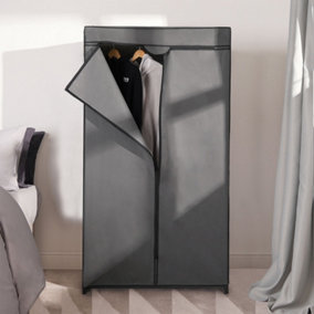 Fabric Canvas Wardrobe Zip Hanging Rail Clothes Organizer Storage