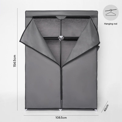 Fabric Canvas Wardrobe Zip Hanging Rail Clothes Organizer Storage