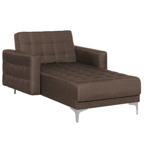 Fabric Chaise Lounge Brown ABERDEEN