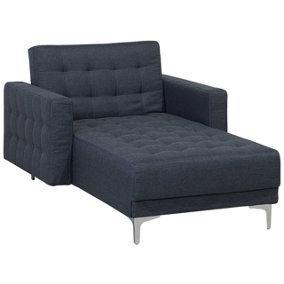 Fabric Chaise Lounge Dark Grey ABERDEEN