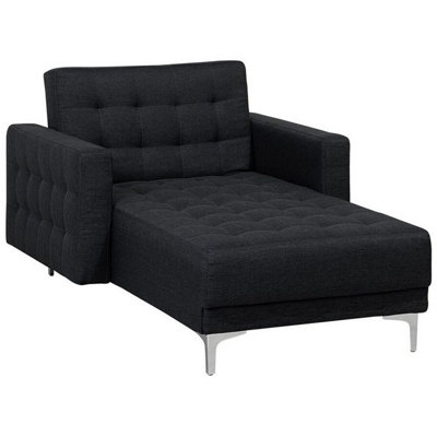 Fabric Chaise Lounge Graphite Grey ABERDEEN