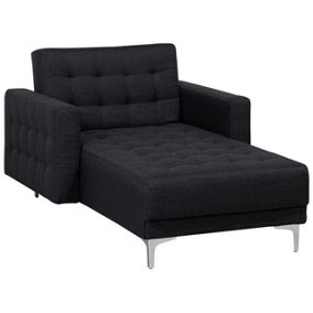 Fabric Chaise Lounge Graphite Grey ABERDEEN