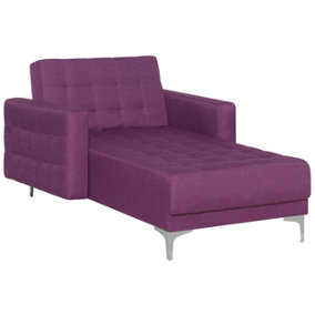Fabric Chaise Lounge Purple ABERDEEN