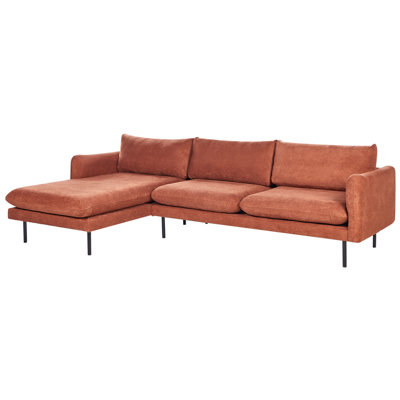 Fabric Corner Sofa Right Hand Golden Brown VINTERBRO