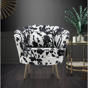 Fabric Cow Print Daisy Accent Chair
