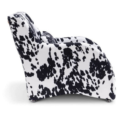 Fabric Cow Print Porto Accent Chair with Footstool